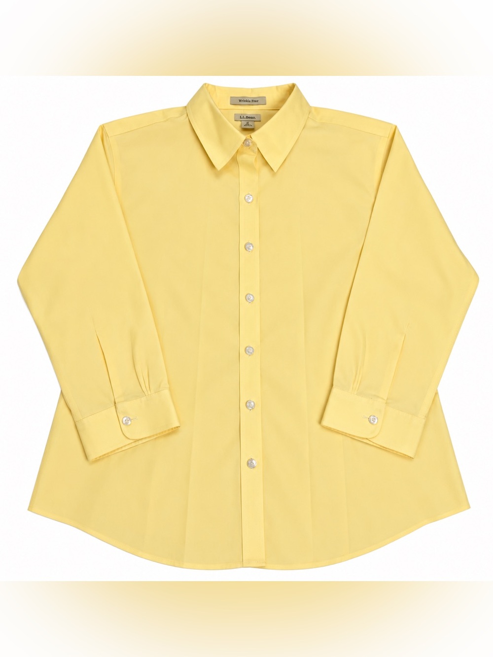 L.L.Bean Yellow Wrinkle Free Cotton 3/4 Sleeve Button Down Shirt Small